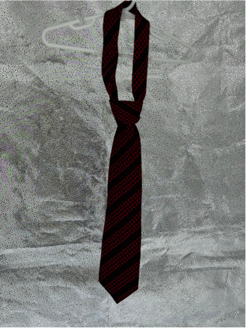 Men's Van Heusen Tie One Size Red Black Geometric Pattern Silk